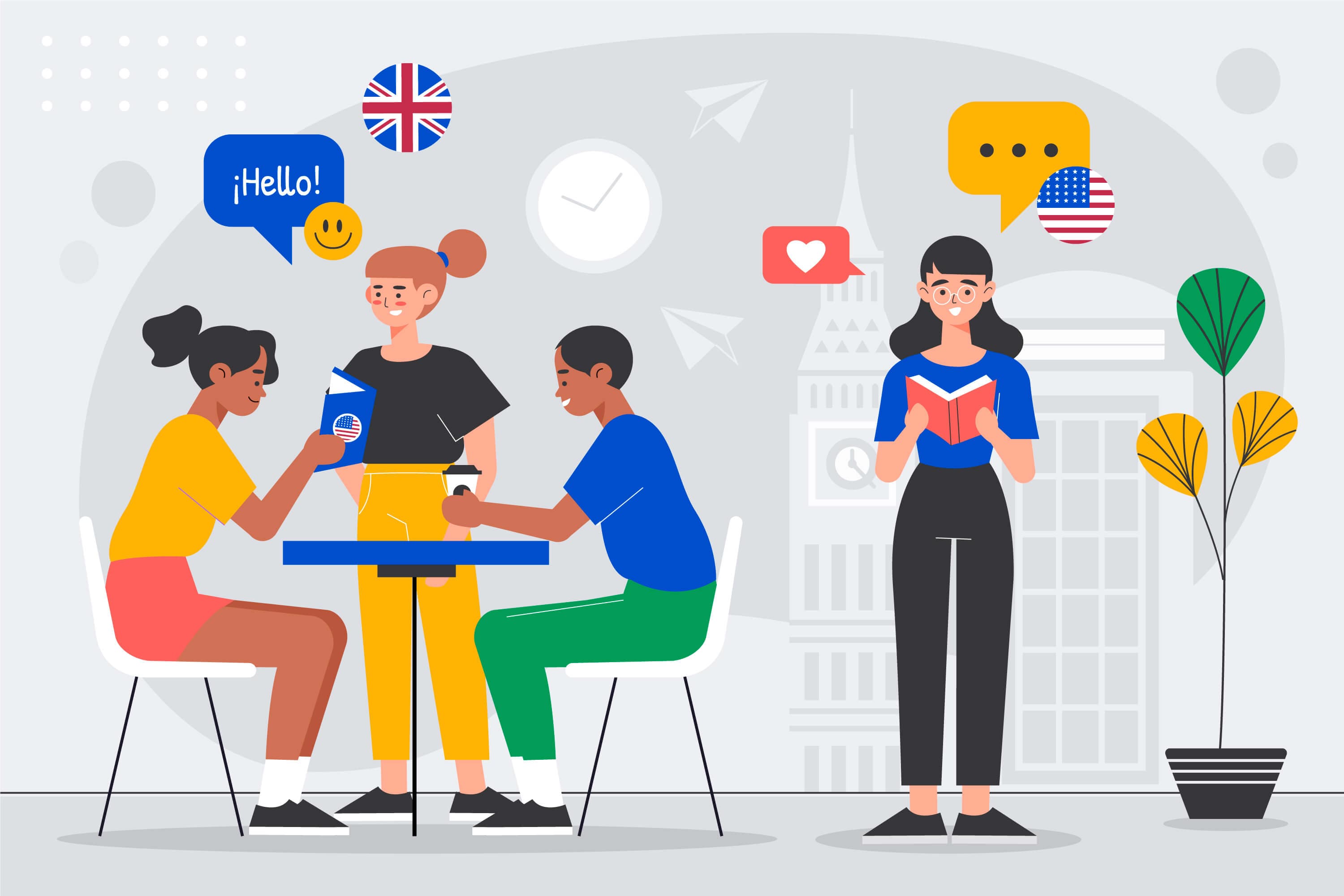 Learners in an English conversation